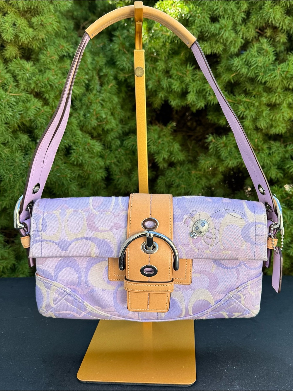 Coach RARE Vintage Y2K Lilac Ladybug Flap Soho Shoulder Bag with COA NWOT